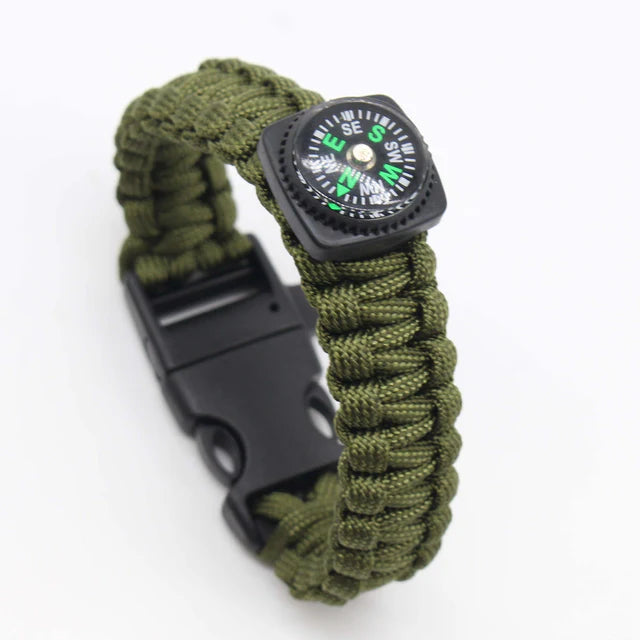 Paracord bracelet with a lighter and a whistle